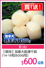 【築地】加拿大船凍干貝
(14~16粒/500G/包)