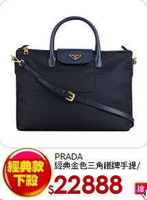 PRADA<BR>經典金色三角鐵牌手提/肩背包