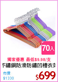 不鏽鋼防滑防鏽凹槽衣架