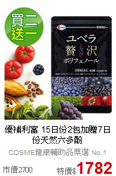 優補利富 15日份2包
加贈7日份天然六多酚