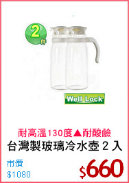 台灣製玻璃冷水壺２入
