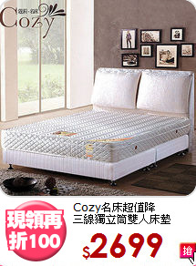 Cozy名床超值降<BR>
三線獨立筒雙人床墊
