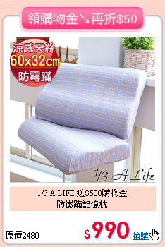 1/3 A LIFE 送$500購物金<BR>
防鰴蹣記憶枕