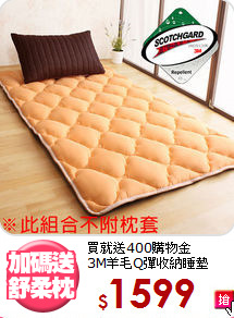 買就送400購物金<br>
3M羊毛Q彈收納睡墊