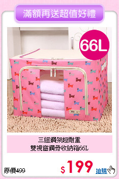 三組鋼架超耐重<BR>雙視窗鋼骨收納箱66L