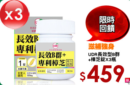 UDR長效型B群
+樟芝錠X3瓶