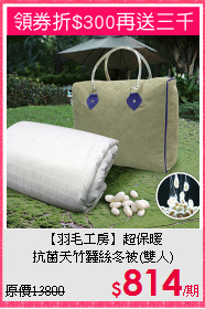 【羽毛工房】超保暖<BR>
抗菌天竹蠶絲冬被(雙人)