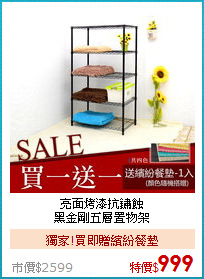 亮面烤漆抗鏽蝕<BR>
黑金剛五層置物架