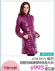 超輕羽絨連帽時尚長大衣
