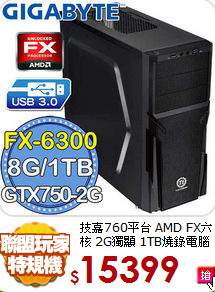 技嘉760平台 AMD FX六核 
2G獨顯 1TB燒錄電腦