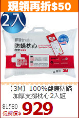 【3M】100%健康防蹣<BR>
加厚支撐枕心2入組