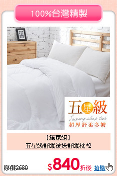 【獨家組】<BR>
五星級舒眠被送舒眠枕*2