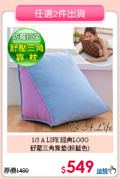 1/3 A LIFE 經典LOGO<br>
舒壓三角靠墊(粉藍色)