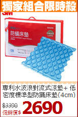 專利水波浪對流式涼墊+
低密度標準型防蹣床墊(4cm)