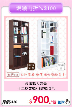 台灣製大容量<BR>十二格書櫃/收納櫃-2色