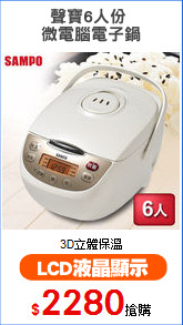 聲寶6人份 
微電腦電子鍋