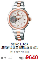 SEIKO LUKIA<BR>
璀璨瞬間鏤空視窗晶鑽機械錶