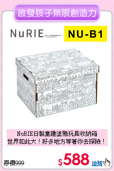 NuRIE日製童趣塗鴉玩具收納箱<br>
世界如此大！好多地方等著你去探險！