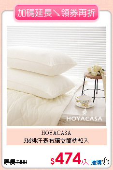 HOYACASA<BR>
3M排汗表布獨立筒枕*2入