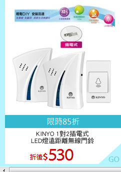 KINYO 1對2插電式
LED燈遠距離無線門鈴