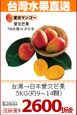 台灣→日本愛文芒果<br/>5KG(約9~14顆)