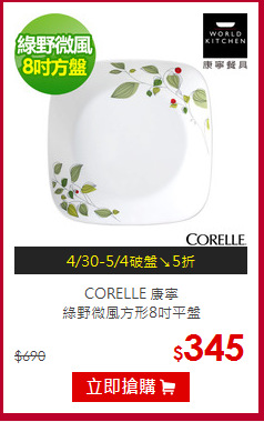 CORELLE 康寧<br>綠野微風方形8吋平盤