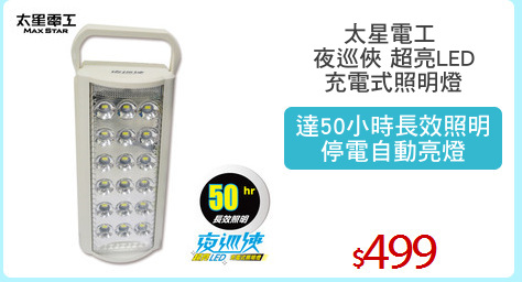 太星電工 
夜巡俠 超亮LED
充電式照明燈