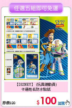 【DISNEY】 (玩具總動員)<br>
卡通姓名防水貼紙