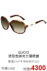 GUCCI<BR>
琥珀色時尚太陽眼鏡