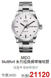 MIDO<BR>
Multifort 系列經典鋼帶機械錶