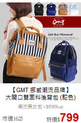 【GMT 挪威潮流品牌】<br>大開口雙面料後背包 (駝色)