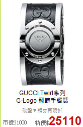 GUCCI  Twirl系列<BR>
G-Logo 翻轉手鐲錶