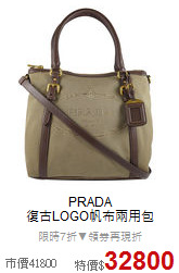 PRADA<BR>
復古LOGO帆布兩用包