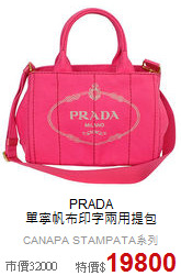 PRADA<BR>
單寧帆布印字兩用提包