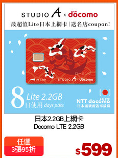 日本2.2GB上網卡
Docomo LTE 2.2GB