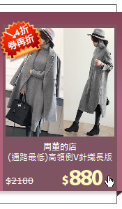 (通路最低)高領倒V針織長版上衣