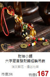 財神小舖<BR>
六字箴言發財轉經輪吊飾