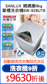 SANLUX 媽媽樂9kg
單槽洗衣機SW-928UT8