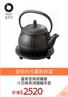 盛榮堂南部鐵器
斗笠線急須鑄鐵茶壺