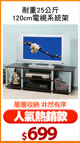 耐重25公斤
120cm電視系統架