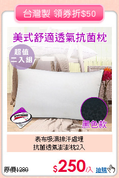 表布吸濕排汗處理<BR>抗菌透氣澎澎枕2入